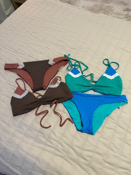 l*space Other - l*space Colorblock Reversible Teal & Brown Bikini Sets - size S tags removed